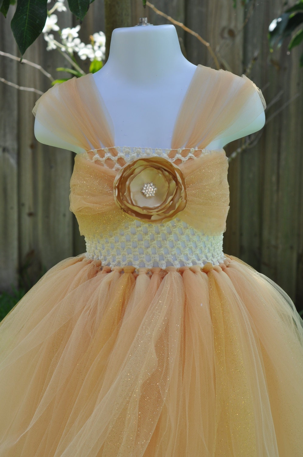 Princess Belle Tutu Dress in Yellow and Gold. by Rufflesbyamelie