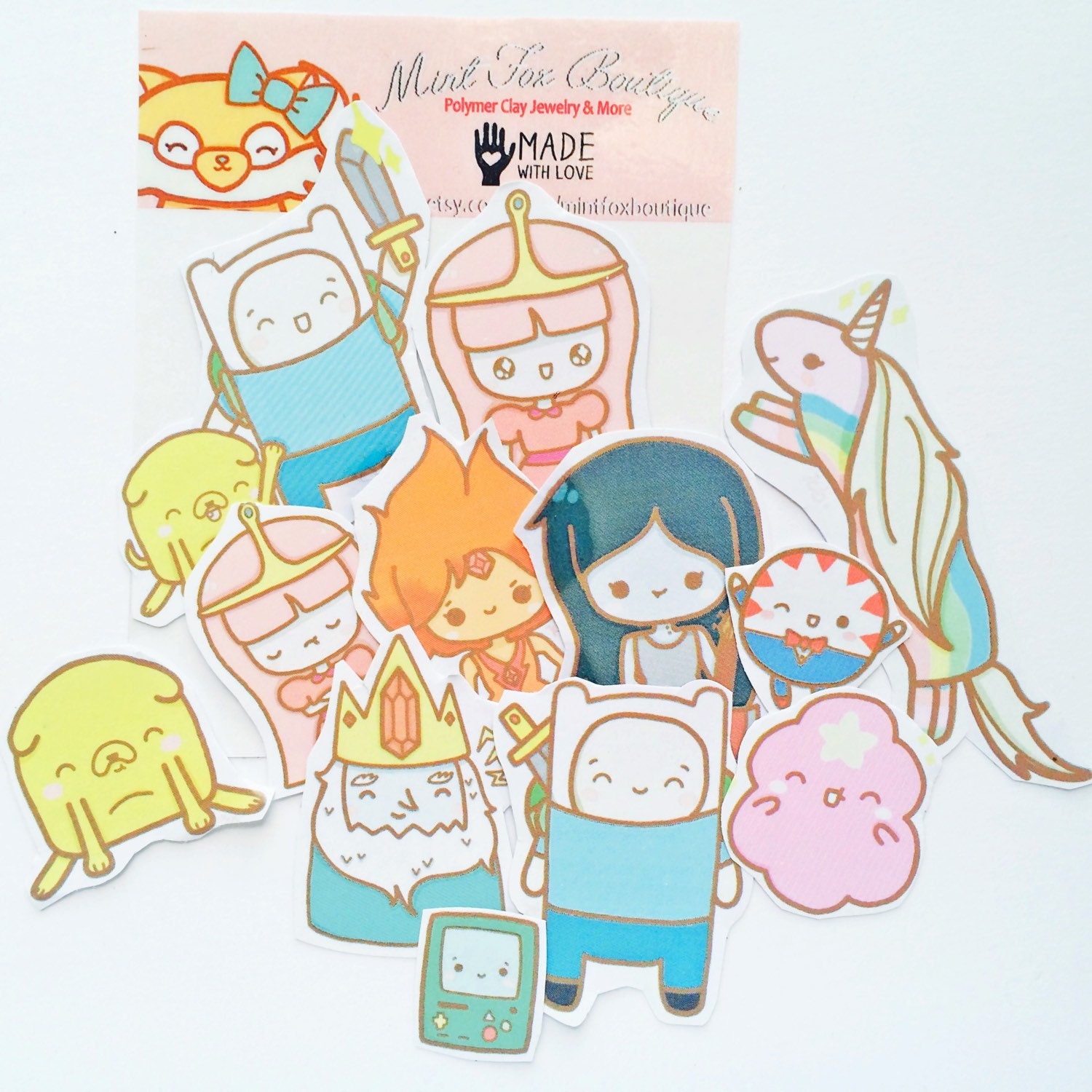 Adventure Time Glossy Stickers set of 12 by by MintFoxBoutique