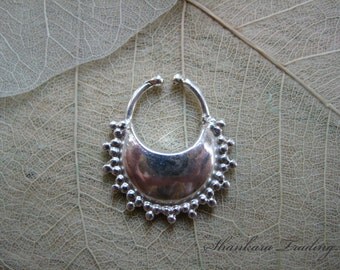 Tribal Fake Septum Ring, Faux Septum Ring, Septum Jewelry, Indian Septum Ring, Piercing Jewelry, Sterling Silver Septum Ring, Body Jewellery