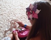 2 in 1 - hairpin and brooch. Hairclip Leather flower. Baby Hairclip. Girls Hairclip. Brooch flower