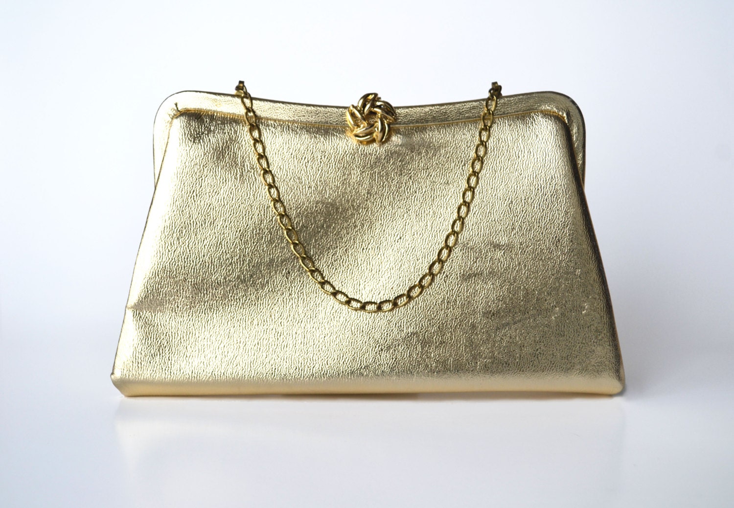 1960s Metallic Gold Evening Bag Clutch Purse