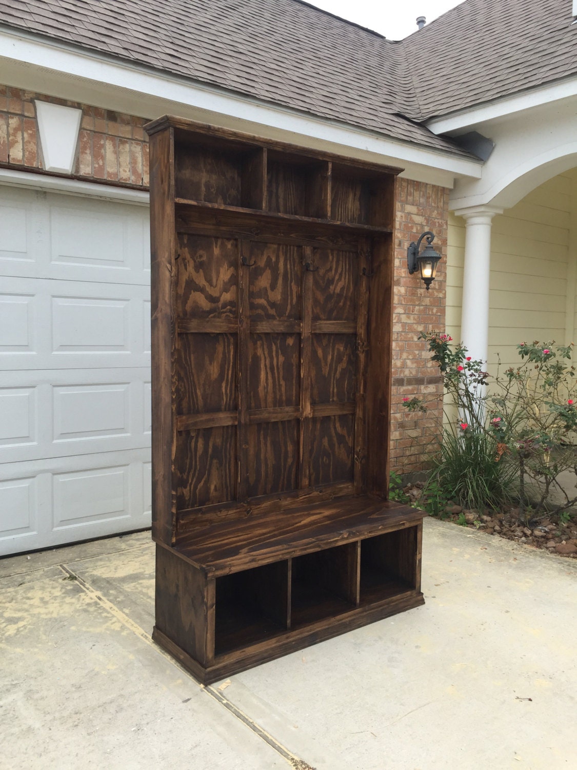 Custom Hall Tree with shelf by BanCrafts on Etsy