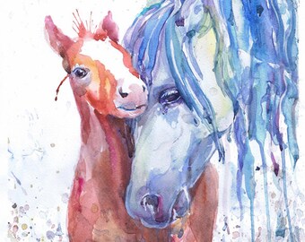 Horse art , equestrian decor, watercolor foal, colt, equine art, horse painting, horse decor, horse wall art, horse print, horse nursery