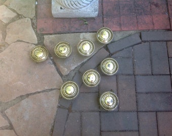 Gold Round Metal Door Knob Handles Wall Decor Lot of 8