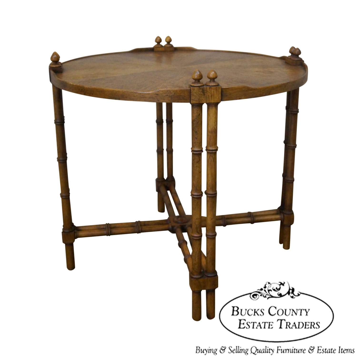 Baker Milling Road Walnut Round Faux Bamboo Side Table Haute Juice