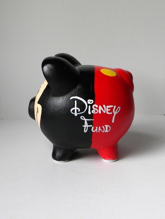 Hand Painted Mickey Inspired Piggy Bank Mickey by EmbellishCraft