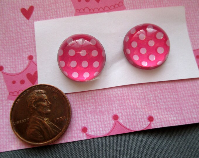 Childrens clip on earrings-Polka dot jewelry sets-Pink and white polka dot hair clips-childrens barrettes-Kids hair pins-studs-little girls