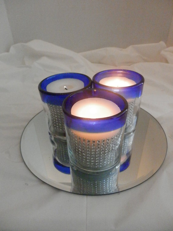 Royal blue candle holder with mirror Wedding decorations