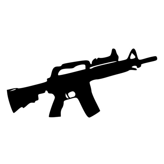 Assault Rifle Gun DieCut Decal Car Window Wall Bumper Phone