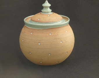 Medium Dotty Stoneware Lidded Canister