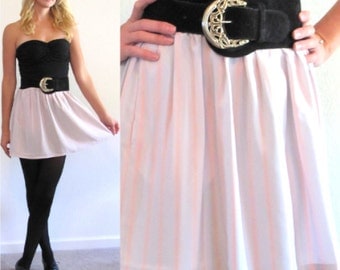 1980's Vintage Pastel Striped Mini Skirt Preppy High Waist Size XS-S