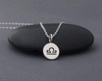 Libra Necklace Sterling Silver Libra Zodiac Charm Pendant, Zodiac Jewelry, Astrological Jewelry