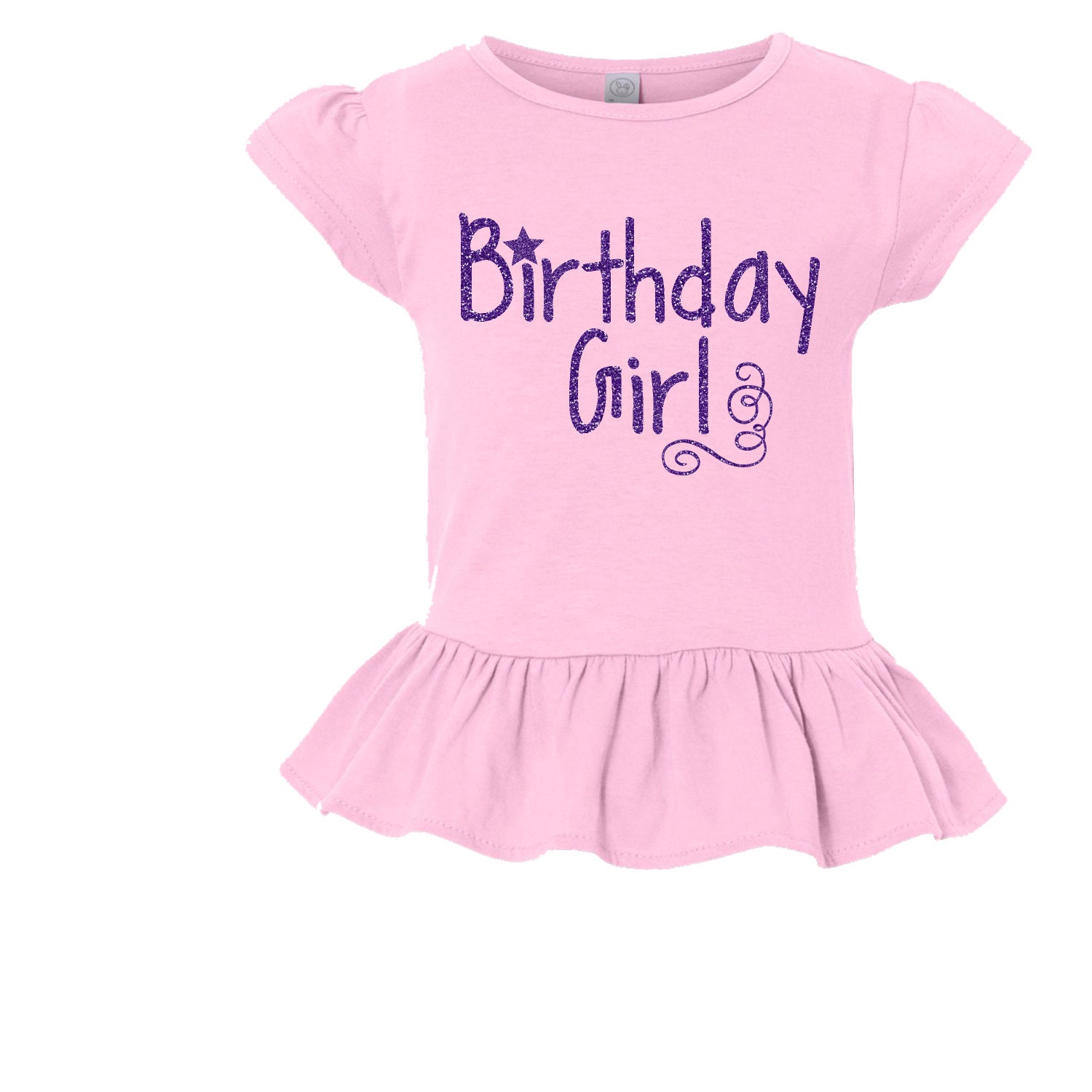 Birthday Girl Toddler Ruffle T Shirt. Glitter Toddler