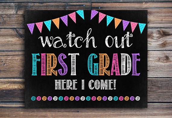 First Day of First Grade Chalkboard Sign Printable by EniPixels