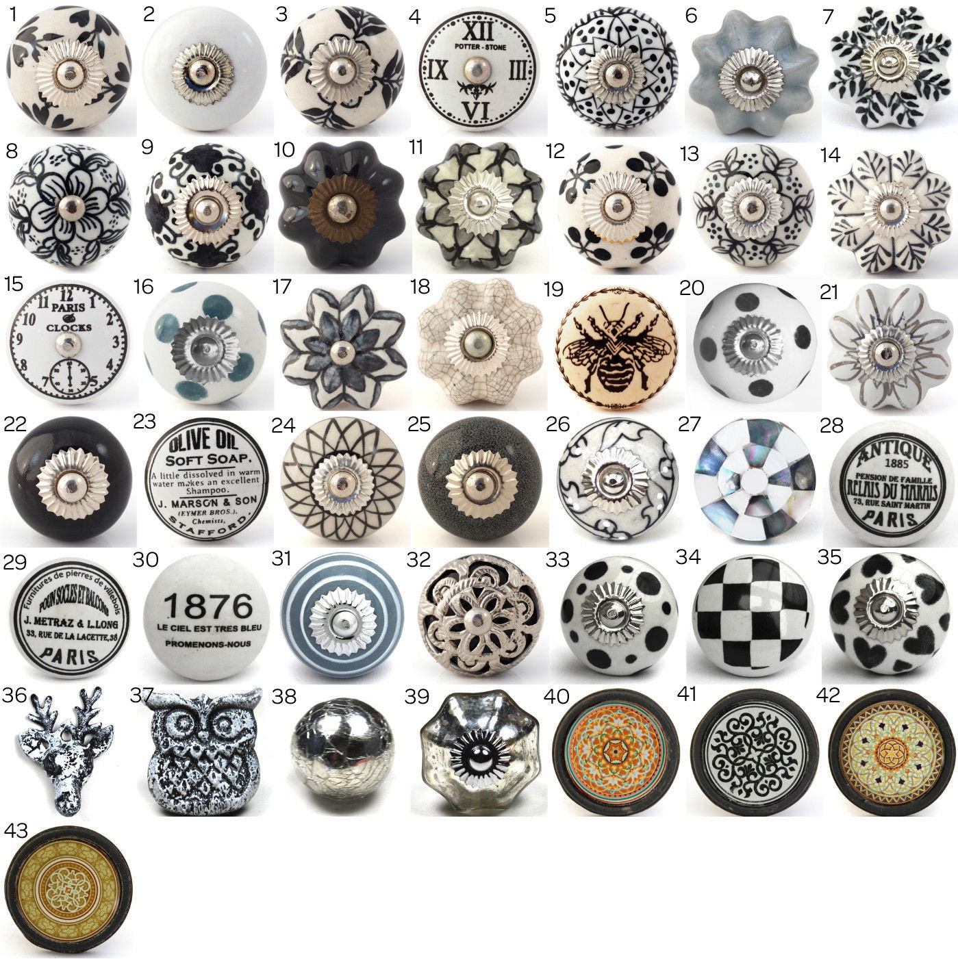Vintage Ceramic Knobs Ornamental Door Knobs with by DesignInFocus