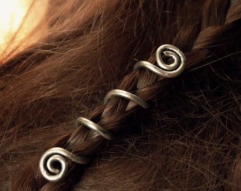 2 Custom Viking hair beads • Spiral hair coils • Beard jewelry • Dwarven beard coils • Beard hair accessory • Dreadlock hair accessories