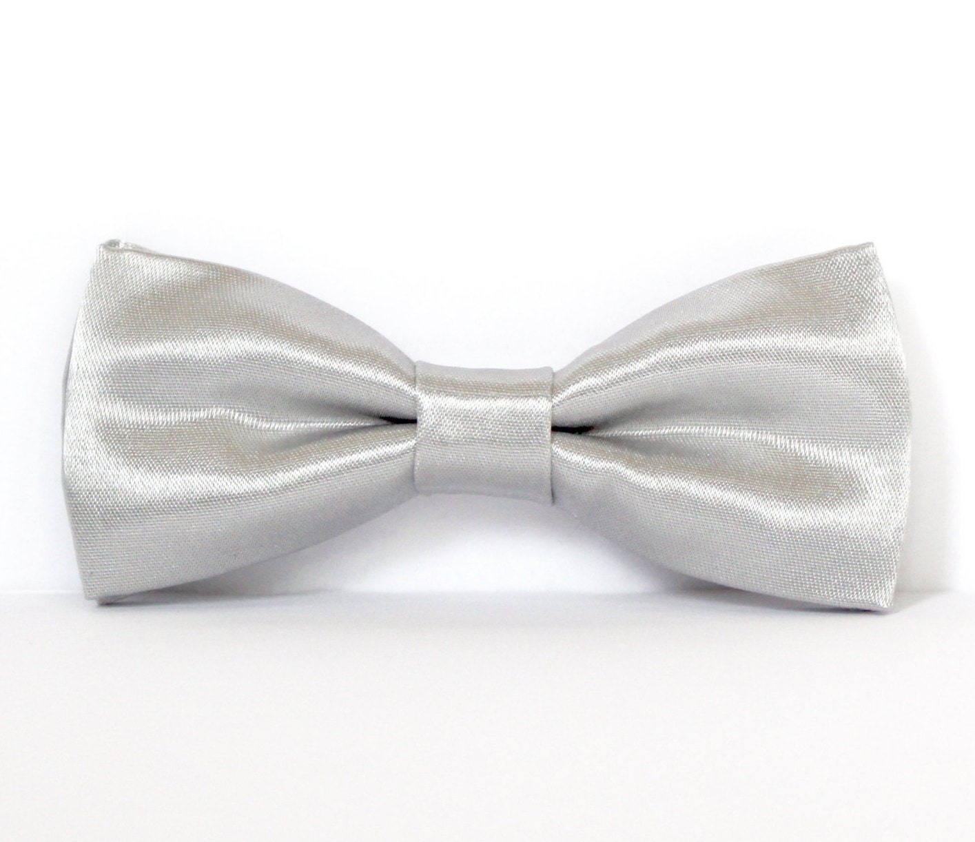 SILVER BOW TIE Shiny Silver Bow Tie Grey Groomsmen Bow Ties