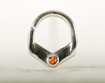 Septum Ring Nose Ring Septum Jewelry Body Opal Stone Piercing Sterling Silver Indian Style 14g 16g - SE029R SS OP30