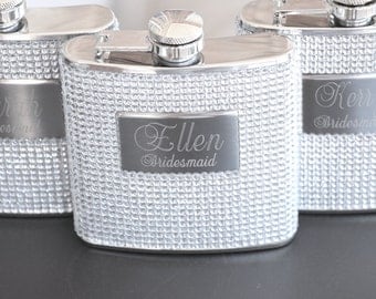 5 - Bridesmaid Gift Personalized Bridesmaid Flask Custom Engraved Bling Flask Bachelorette Party Gifts Flask for Women Bridesmaid Gift Ideas