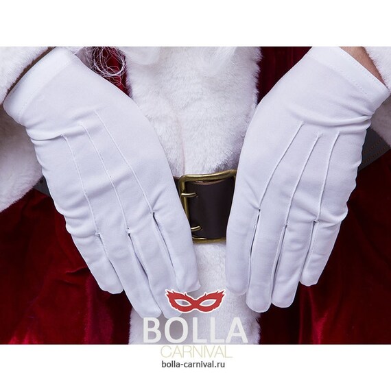 Santa Claus gloves for costume suit white mittens by MSCostumes