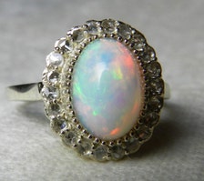 Antique Opal Ring 1.50 Carat Fine Opal Engagement Ring 0.66cttw Old ...