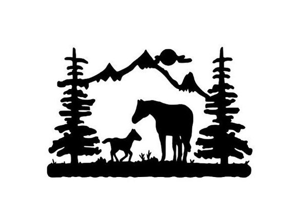 Horse Mountain Scene Vinyl Decal