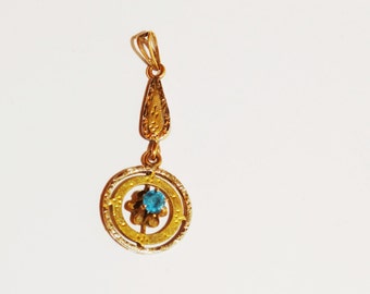 Vintage Art Deco 10k Blue Stone Vintage Pendant.