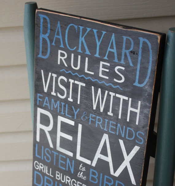 Backyard Rules Sign patio signs Personalized wood Sign Hand