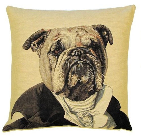 english bulldog christmas pillow