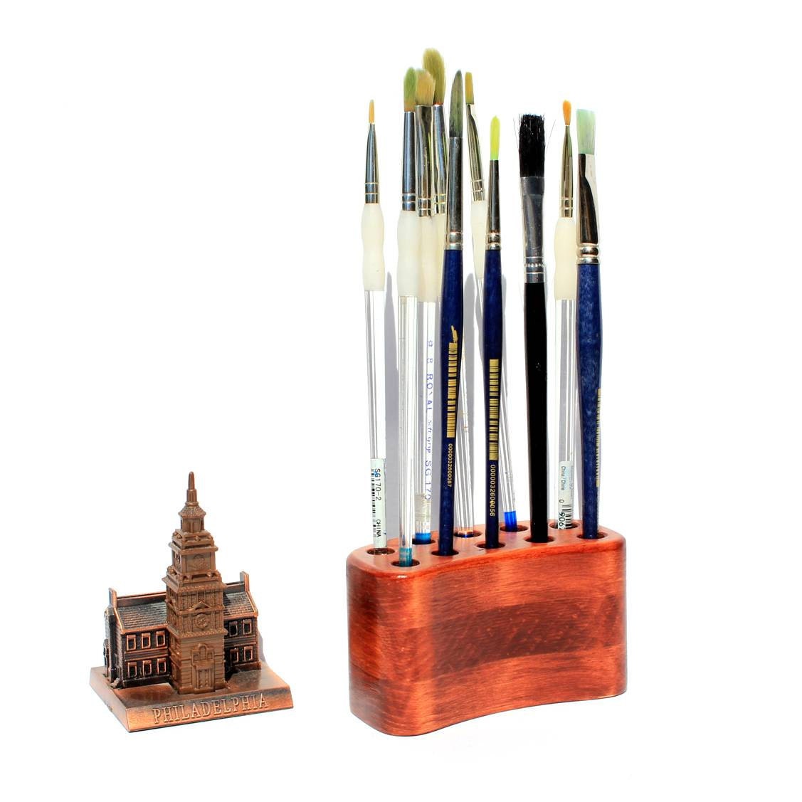 Artist Paint Brush Organizer Wooden Pencil Stand Brush