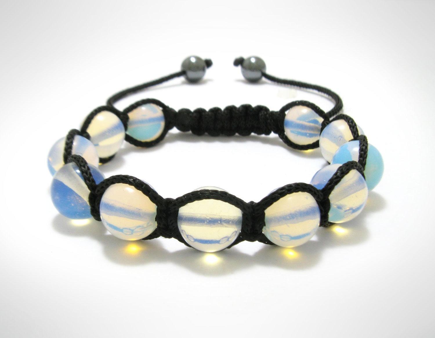 Pale Blue Moonstone Bracelet Beaded Shamballa Bracelet