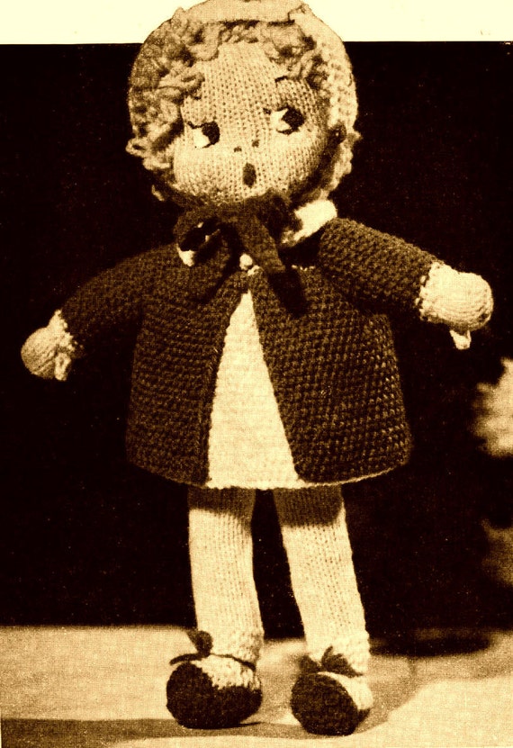 Vintage Knitting Pattern to make a Sweet Little Doll In Dress