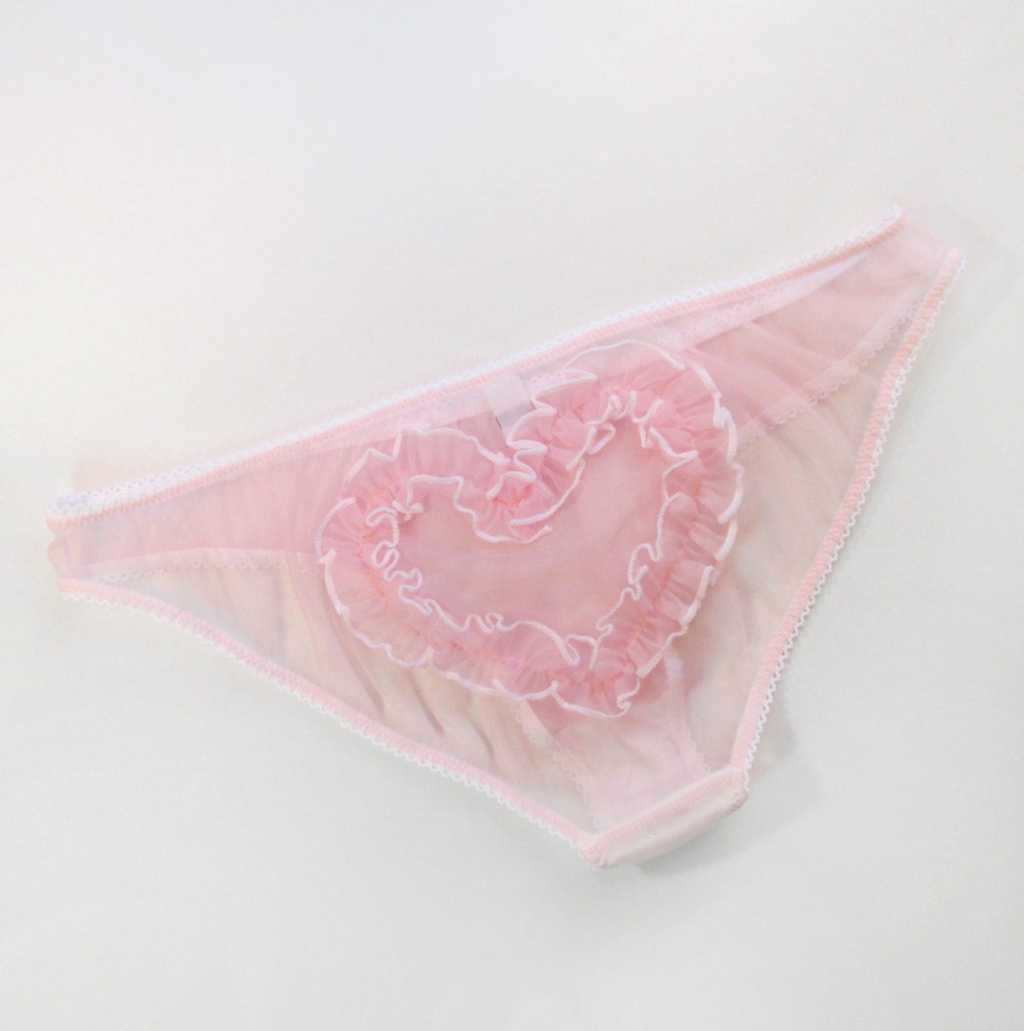 Heart on Her Sleeve: sheer knickers with heart ruffles pink