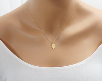 Hamsa Necklace - Tiny gold hamsa necklace - dainty gold necklace - protection jewelry