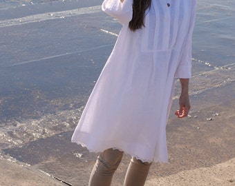 etsy white linen dress