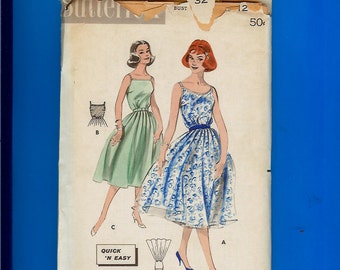 Vintage 1950s Misses' Full Skirt Garden Dress Pattern Butterick 8601 Size 12 New FF