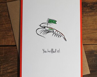 You Krilled It, Congrats, Krill, Aquatic, Punny, Illustrated 3d Greeting Card