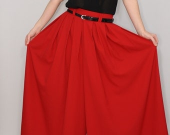 Red palazzo pant Fashion skirt pants Chiffon pants