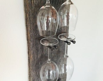Reclaimed Wood Industrial Wine 6-Glass Rack