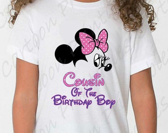 Minnie Mouse Cousin of The Birthday Boy IMAGE Mouse Ears Printable Clip Art Iron on Disney Shirt T-shirt Scrapbook Instant Download