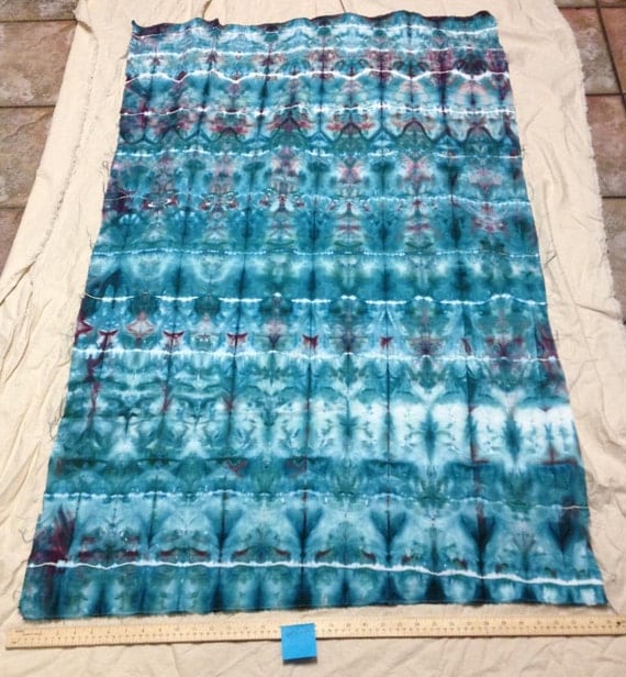 Tie Dye Fabric Shibori Linen 54.75"x34" Suji Pleated
