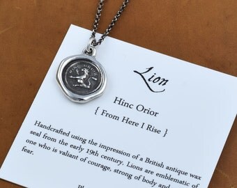 Be a Lion - From Here I Rise Lion Wax Seal Necklace - Hinc Orior - 253