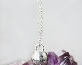 Sterling silver necklace, recycled silver pebble pendant, simple minimalist jewelry kettle bell