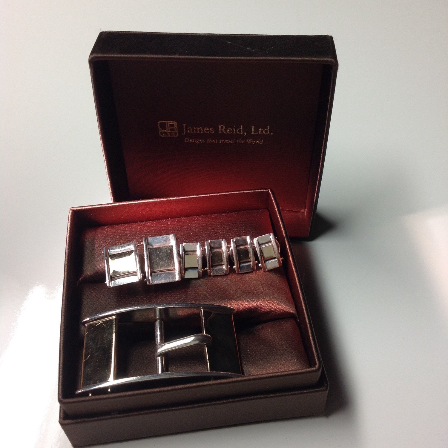 Sterling and 14KT Gold Buckle Cufflinks and Studs James Reid