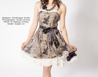 upcycled clothing, upcycled fashion, tea dress . skylark . XS - S