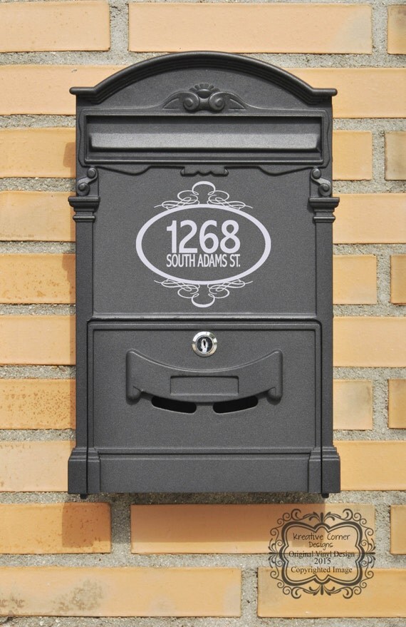 Mailbox Numbers with Fancy Frame Vinyl Decal by KreativeCorner