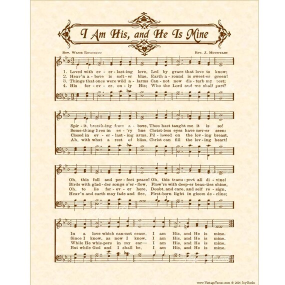 Items similar to I Am His And He Is Mine - Hymn Art Custom Christian ...