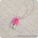 Pink Strawberry Popsicle Necklace, Pink Popsicle Charm on a Silver Cable Chain