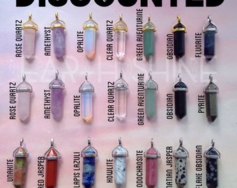 DISCOUNTED Crystal point pendant necklace. Slightly FLAWED