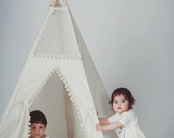 Kids teepee, tipi with poles: 5 pole kids children indoor outdoor playtent, play tent, tipi, teepee, tepee, wigwam, indian tent